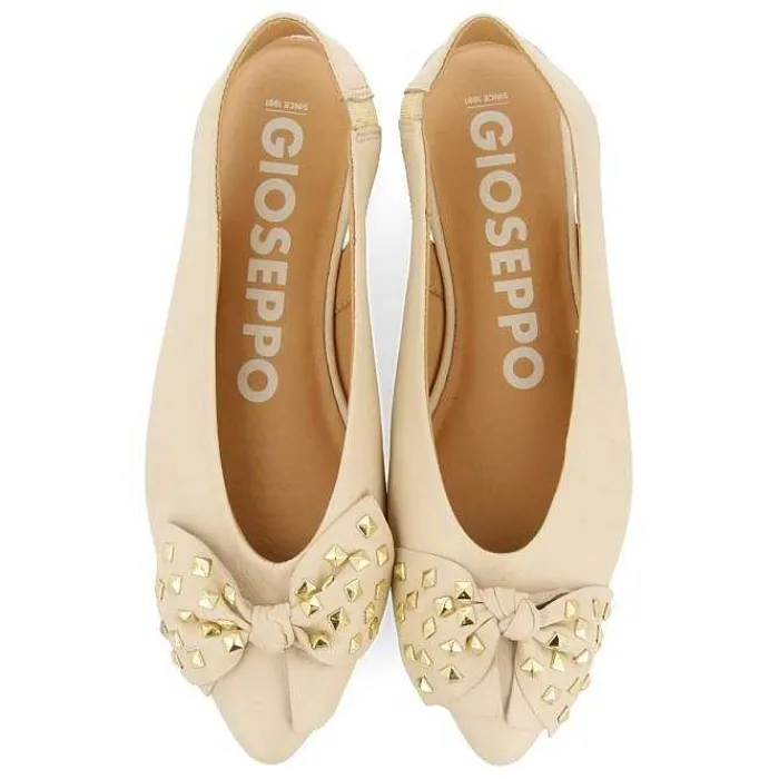 Gioseppo Bailarinas<Bailarinas Sin Tacon De Piel Con Detalle Lazo Blanco Rojo Para Mujer Kallmet