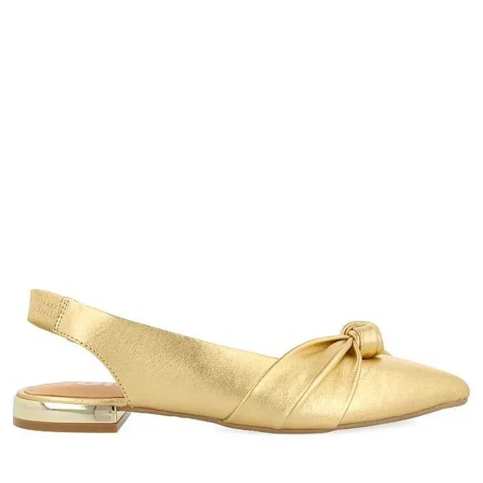Gioseppo Bailarinas<Bailarinas Sin Tacon Piel Dorada Con Detalle Nudo Para Mujer Iballe