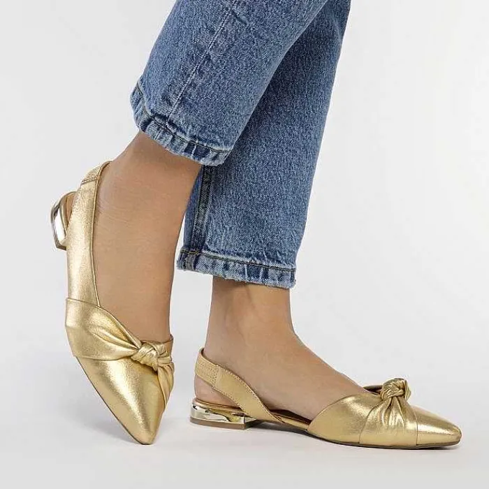 Gioseppo Bailarinas<Bailarinas Sin Tacon Piel Dorada Con Detalle Nudo Para Mujer Iballe