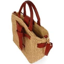 Gioseppo Bolsas De Mano<Bolso Bandolera De Rafia Con Lazo Y Detalles En Piel Color Grekan