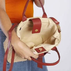 Gioseppo Bolsas De Mano<Bolso Bandolera De Rafia Con Lazo Y Detalles En Piel Color Grekan