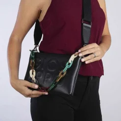 Gioseppo Bolsas De Hombro<Bolso De Mano Negro Detalle Cadena Multicolor Nocatee