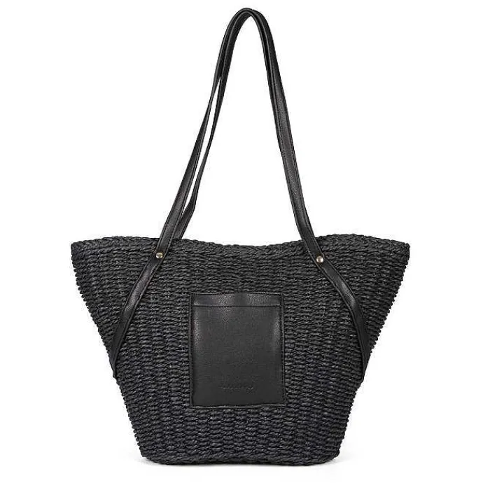 Gioseppo Bolsas De Mano<Bolso De Mujer Rialma De Paja De Rafia Negro