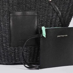 Gioseppo Bolsas De Mano<Bolso De Mujer Rialma De Paja De Rafia Negro