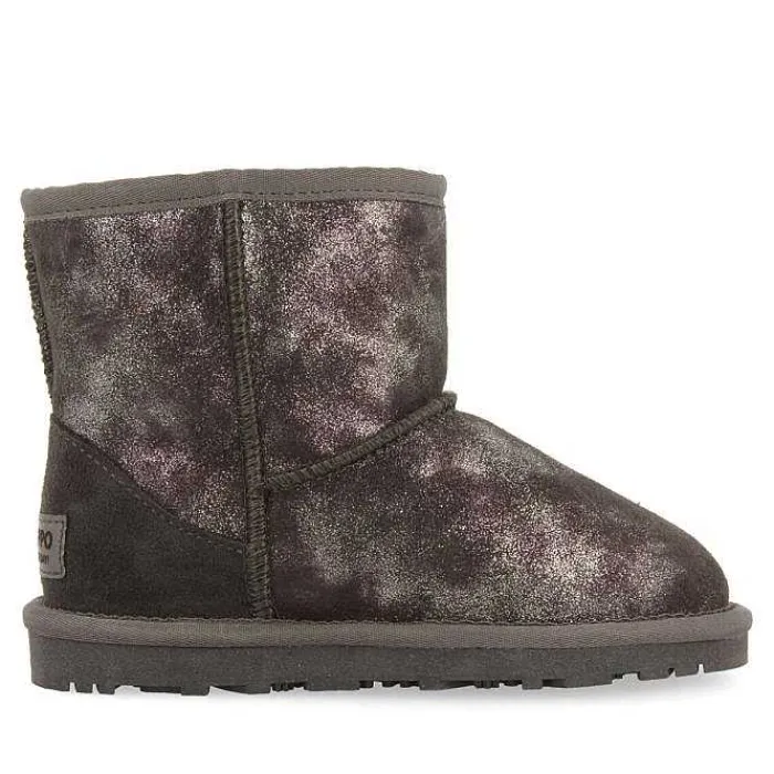 Gioseppo Niñas |Botas Y Botines<Botas De Nina Virrat De Borrego Gris Metalizado Serraje