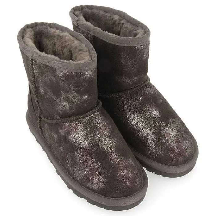 Gioseppo Niñas |Botas Y Botines<Botas De Nina Virrat De Borrego Gris Metalizado Serraje
