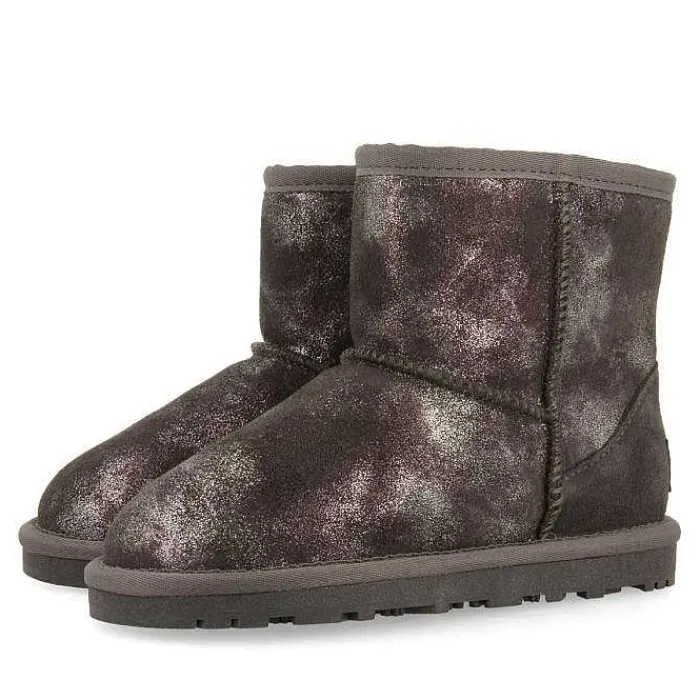 Gioseppo Niñas |Botas Y Botines<Botas De Nina Virrat De Borrego Gris Metalizado Serraje