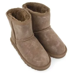 Gioseppo Niñas |Botas Y Botines<Botas De Nina Virrat De Borrego Gris Metalizado Serraje