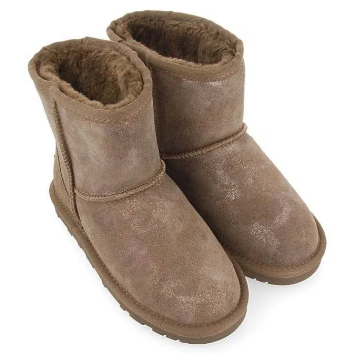 Gioseppo Niñas |Botas Y Botines<Botas De Nina Virrat De Borrego Gris Metalizado Serraje