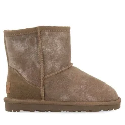 Gioseppo Niñas |Botas Y Botines<Botas De Nina Virrat De Borrego Gris Metalizado Serraje