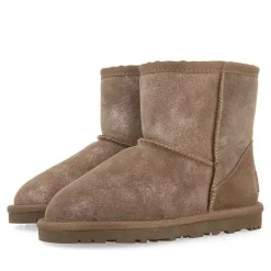 Gioseppo Niñas |Botas Y Botines<Botas De Nina Virrat De Borrego Gris Metalizado Serraje