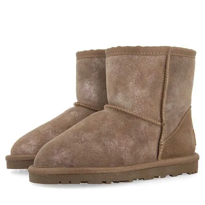 Gioseppo Niñas |Botas Y Botines<Botas De Nina Virrat De Borrego Gris Metalizado Serraje