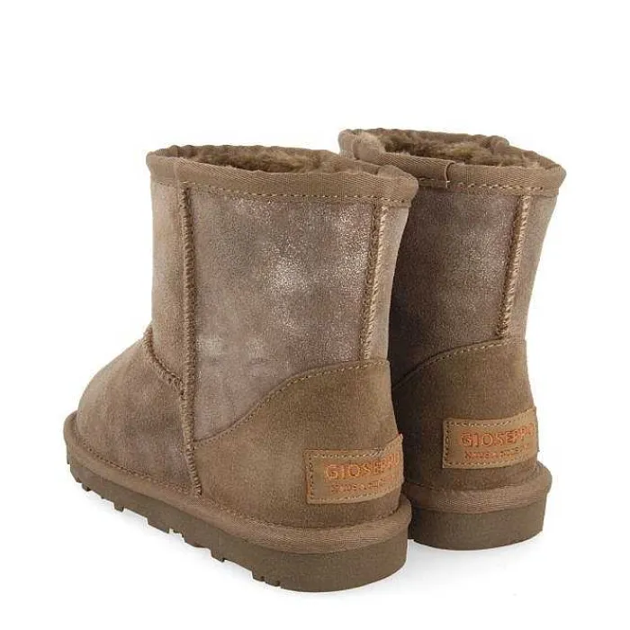 Gioseppo Niñas |Botas Y Botines<Botas De Nina Virrat De Borrego Gris Metalizado Serraje