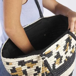 Gioseppo Bolsas De Mano<Cesta Color Natural Con Flecos, Animal Print Y Bandas Contraste Ramacca