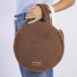 Gioseppo Bolsas De Mano<Cesta Redonda De Piel Trenzada Mims