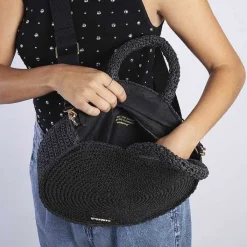 Gioseppo Bolsas De Mano<Cesta Tejida Redonda Negra Mims