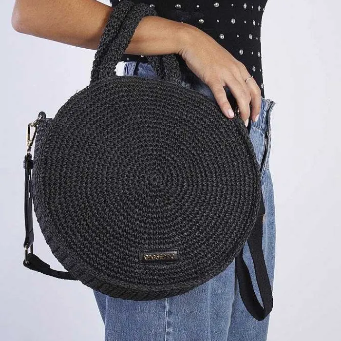 Gioseppo Bolsas De Mano<Cesta Tejida Redonda Negra Mims
