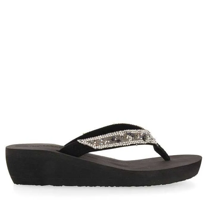 Gioseppo Chancletas<Chanclas Cuña Negras Para Mujer Mezzago