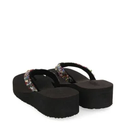 Gioseppo Chancletas<Cuñas De Mujer Destord En Color Negro Con Piedras Decorativas Multicolor