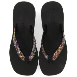 Gioseppo Chancletas<Cuñas De Mujer Destord En Color Negro Con Piedras Decorativas Multicolor