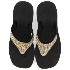 Gioseppo Chancletas<Cuñas De Mujer Dontreix Negras Con Piedras Decorativas Multicolor