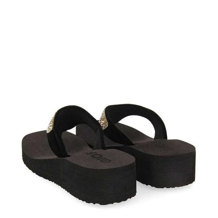 Gioseppo Chancletas<Cuñas De Mujer Dontreix Negras Con Piedras Decorativas Multicolor