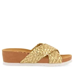 Gioseppo Chancletas<Cuñas De Mujer Turiacu Con Plantilla Y Tiras Trenzadas Doradas