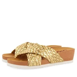 Gioseppo Chancletas<Cuñas De Mujer Turiacu Con Plantilla Y Tiras Trenzadas Doradas