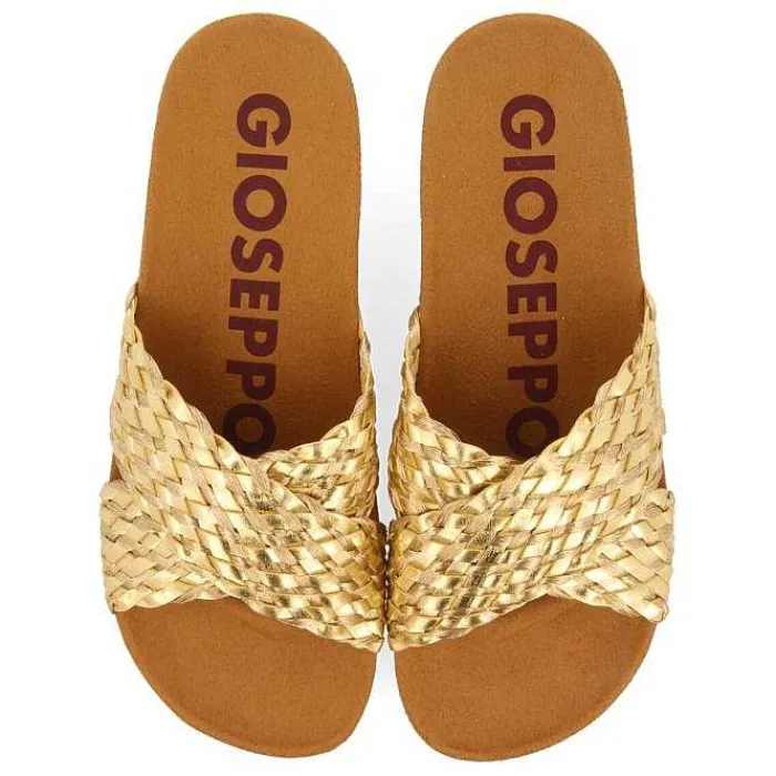 Gioseppo Chancletas<Cuñas De Mujer Turiacu Con Plantilla Y Tiras Trenzadas Doradas