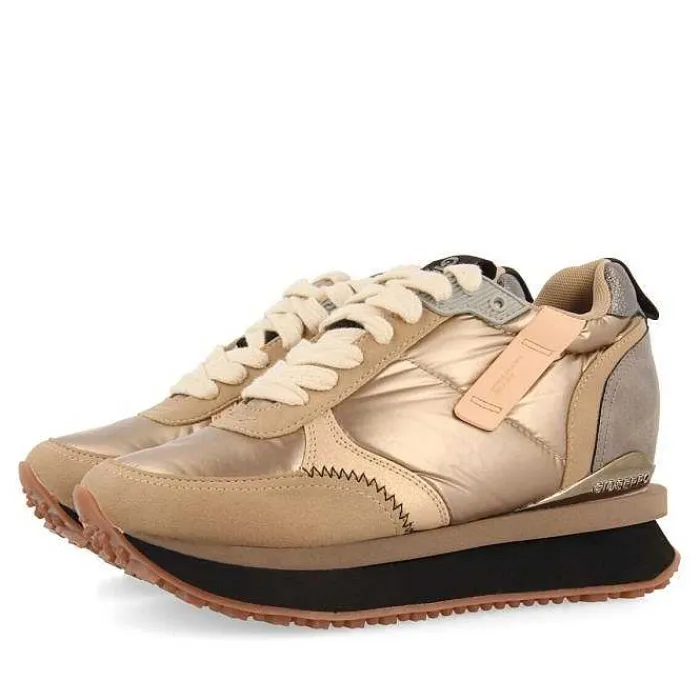 Gioseppo Zapatillas De Deporte De Cuña<Deportivas De Mujer Anif Monocromaticas Doradas Con Detalles Y Cuña Interior
