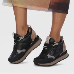 Gioseppo Zapatillas De Deporte De Cuña<Deportivas De Mujer Anif Monocromaticas En Color Negro Con Detalles Y Cuña Interior
