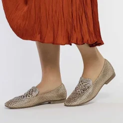 Gioseppo Bailarinas<Mocasines De Piel Tejida Color Platino Con Detalle Bicolor Para Mujer Raddusa