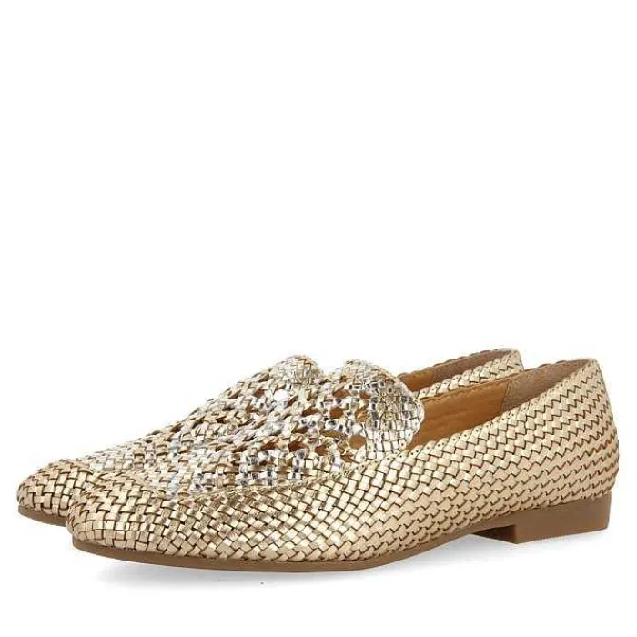Gioseppo Bailarinas<Mocasines De Piel Tejida Color Platino Con Detalle Bicolor Para Mujer Raddusa