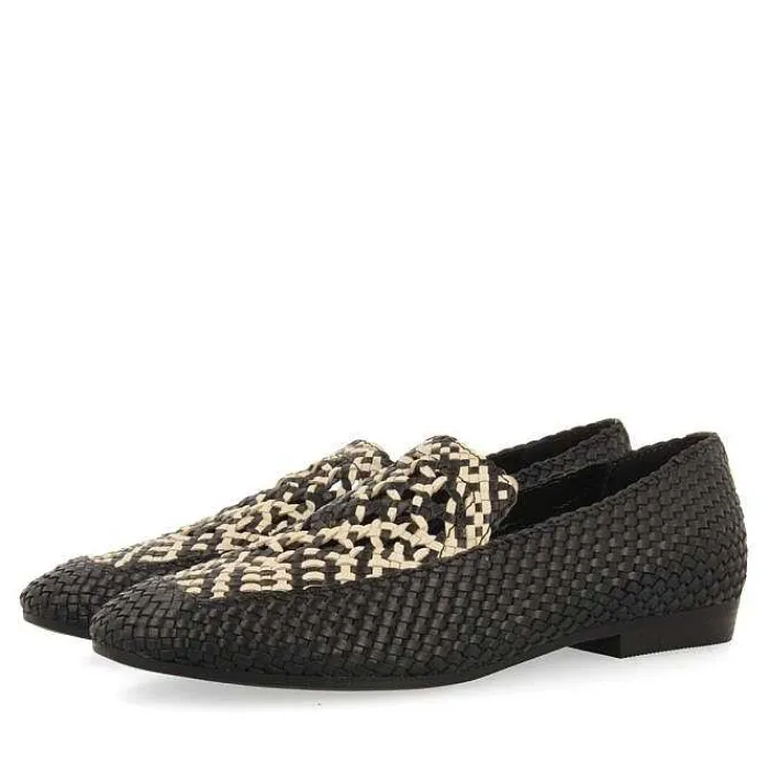 Gioseppo Bailarinas<Mocasines De Piel Trenzada Negro Con Detalle Bicolor Para Mujer Raddusa