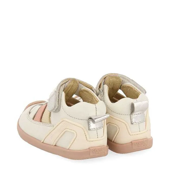 Gioseppo Bebe |Mi Primer Gioseppo<Sandalias Bebe De Piel Blanco Rojo Estilo Cangrejo Con Detalles Metalicos