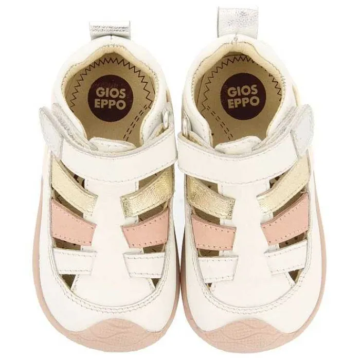 Gioseppo Bebe |Mi Primer Gioseppo<Sandalias Bebe De Piel Blanco Rojo Estilo Cangrejo Con Detalles Metalicos