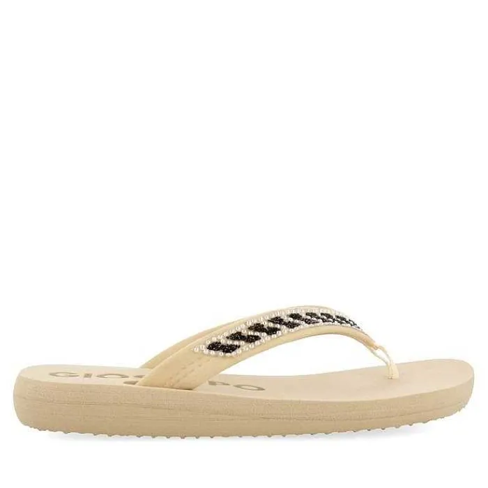 Gioseppo Chancletas<Sandalias Beige Con Adornos De Cristal Para Mujer Caradon