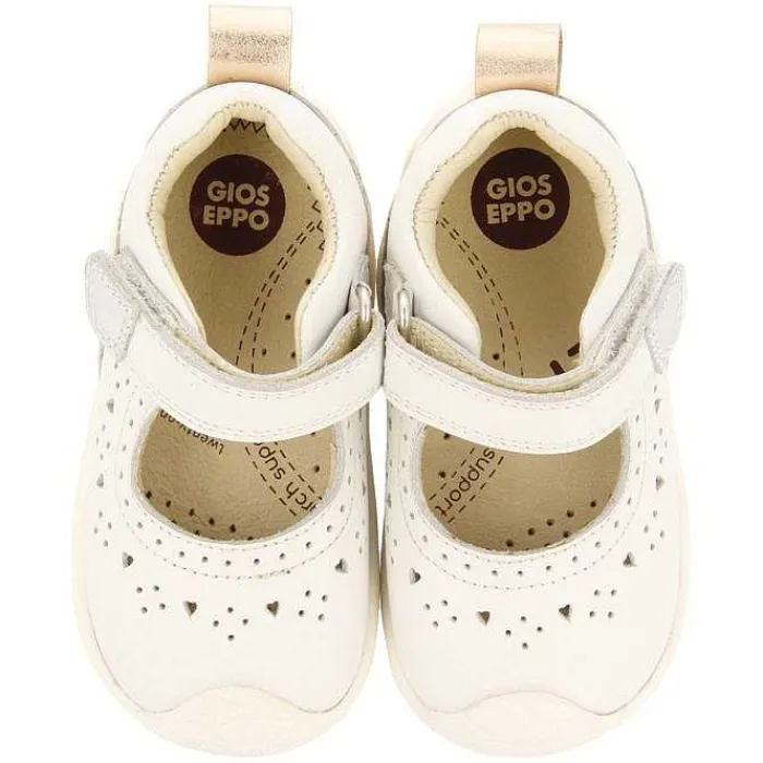 Gioseppo Bebe |Mi Primer Gioseppo<Sandalias Cangrejo De Piel Blanca Con Perforaciones Fantasia Para Bebe Paignton