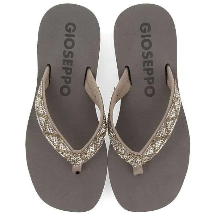 Gioseppo Chancletas<Sandalias Cize De Mujer En Color Negro Con Cristales Decorativos.
