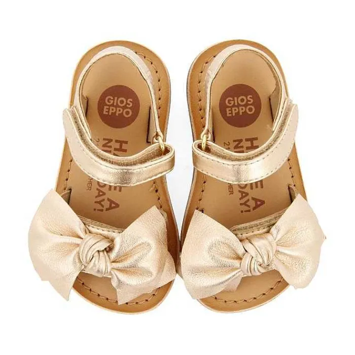 Gioseppo Bebe |Sandalias Bebe Nina<Sandalias Color Oro Rosa De Piel Con Lazo Para Bebe Itala