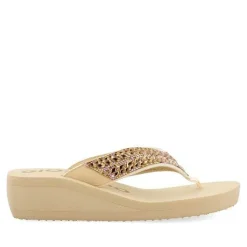 Gioseppo Chancletas<Sandalias Cuña Beige Adorno De Cristal Para Mujer Dispositivos