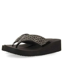 Gioseppo Chancletas<Sandalias Cuña Negras Adorno De Cristal Para Mujer Drenove