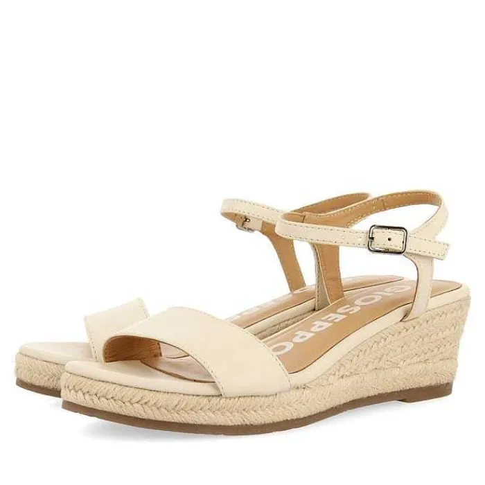 Gioseppo Sandalias Cuña<Sandalias Cuña Piel Blanco Rojo Mujer Yalaha