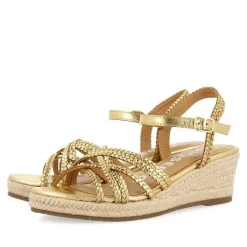Gioseppo Sandalias Cuña<Sandalias Cuña Piel Dorada Con Yute Para Mujer Lelant