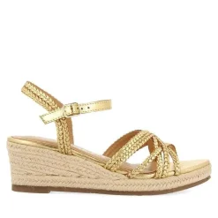 Gioseppo Sandalias Cuña<Sandalias Cuña Piel Dorada Con Yute Para Mujer Lelant