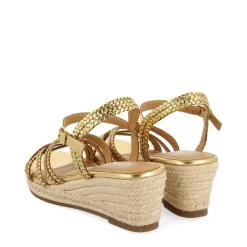 Gioseppo Sandalias Cuña<Sandalias Cuña Piel Dorada Con Yute Para Mujer Lelant