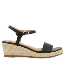 Gioseppo Sandalias Cuña<Sandalias Cuña Piel Negro Yute Mujer Yalaha