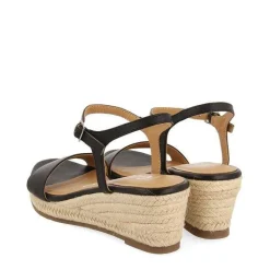 Gioseppo Sandalias Cuña<Sandalias Cuña Piel Negro Yute Mujer Yalaha