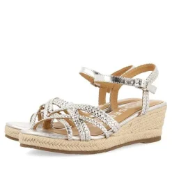Gioseppo Sandalias Cuña<Sandalias Cuña Piel Plata Con Yute Para Mujer Lelant