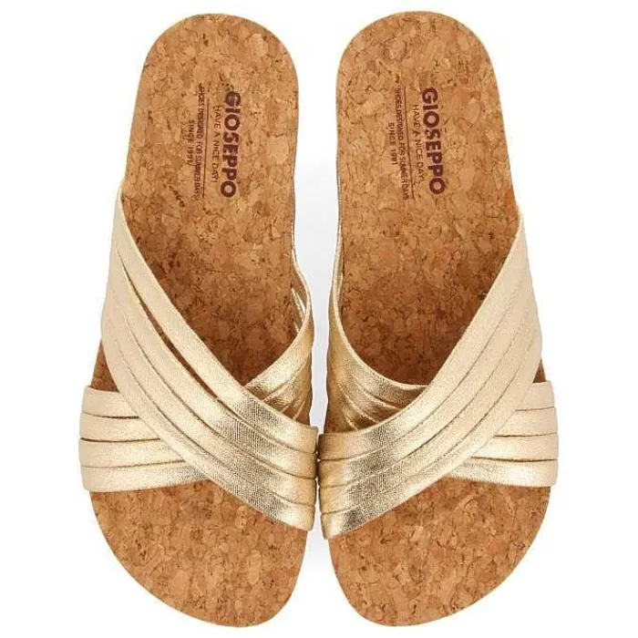 Gioseppo Chancletas<Sandalias Cuña Tirantes Dorados Para Mujer Romper